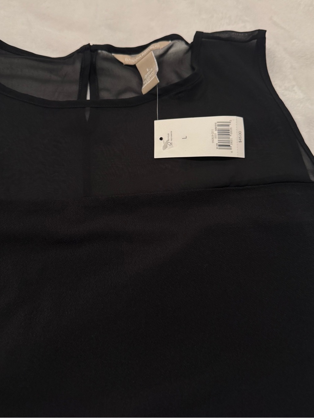 Banana Republic NWT Black Sleeveless Tank with Sheer Yoke - Picture 3 of 8